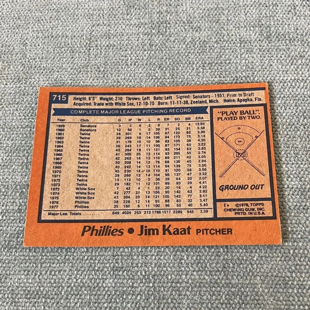 1978 Topps Philadelphia Phillies Baseball Card Trading Card